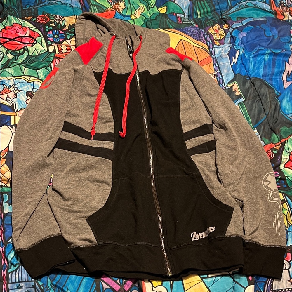 Avengers Zip-Up Hoodie in Gray, Black & Red